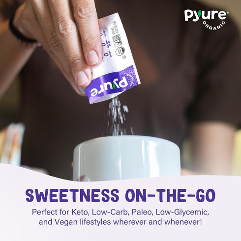 Packets 40 Packets Pyure Organic Stevia | Zero Calorie Sweetener for Coffee, and Baking | Granulated Stevia Sugar
