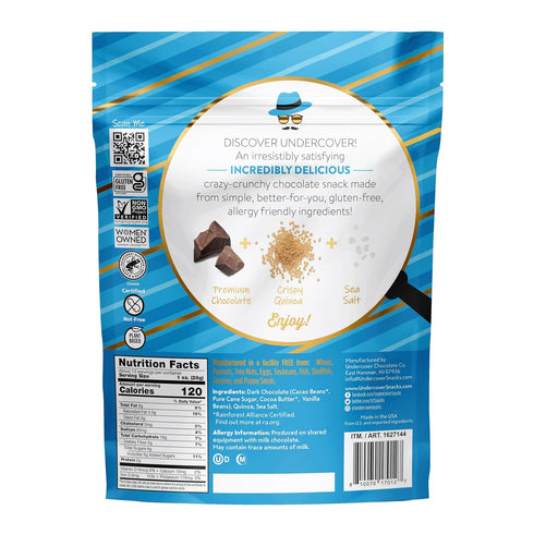 Undercover Snacks 2-Pack, 15.3oz Undercover Chocolate Quinoa Crisps - Dark Chocolate + Sea Salt Quinoa Crisps | Club
