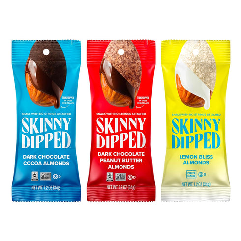 SkinnyDipped Snack Attack Almond Variety Pack, Chocolate Covered Almonds, Low Sugar, Gluten