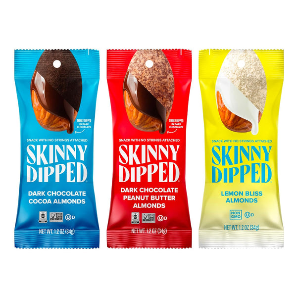 SkinnyDipped Snack Attack Almond Variety Pack, Chocolate Covered Almonds, Low Sugar, Gluten