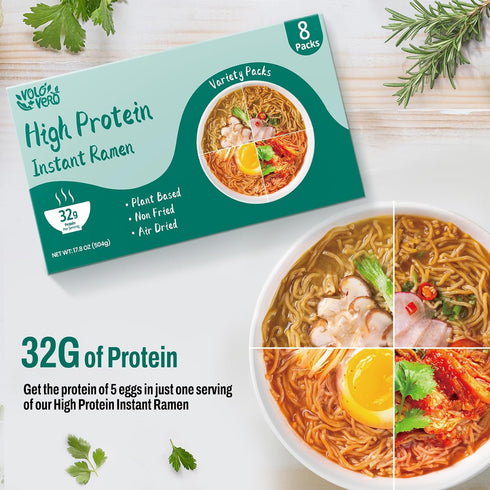 (32g) 18 Pack, VOLO VERO High Protein Ramen Konjac Noodles, Vegan, Plant-Based, Low Carb, Low Fat, Non-Fried