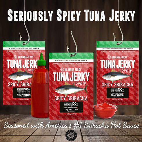 2 3's, (2 (Pack 2), Kaimana Ahi Tuna Jerky Sriracha Ounce - Paleo Style - Premium Fish Jerky Made in the USA. High