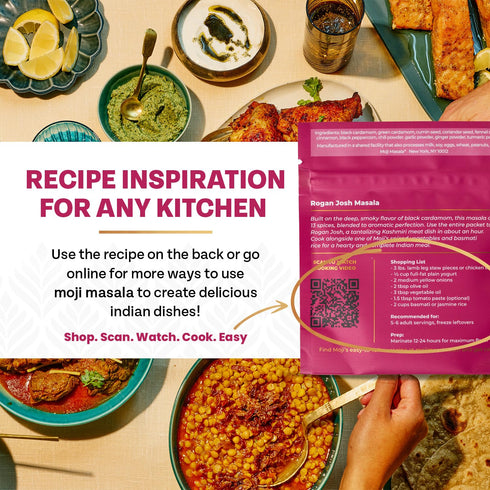 Moji Masala Indian Spice Kits, Rogan Josh Masala Blend, Authentic Indian Seasoning Sets, 2-Packs Serve 10-12.