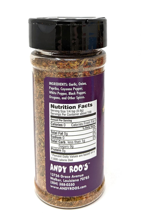 Andy Roo's Cajun Blackened Seasoning, 4 Ounce Shaker, Salt-Free Blend
