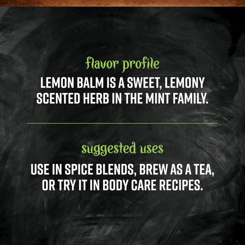 16 (Pack 1) Frontier Co-op Organic Lemon Balm Leaf, Cut and Sifted, Kosher, Bulk Bag - Dried Lemon Balm Herb Loose Leaf