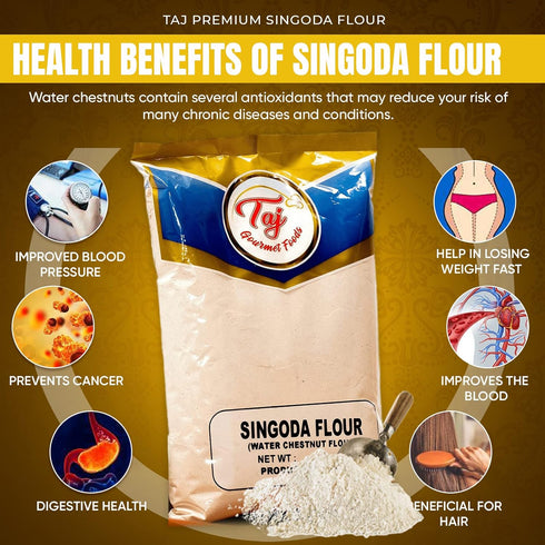 TAJ Gourmet Foods 4-Pounds TAJ Premium Singoda Flour, Water Chestnut Flour