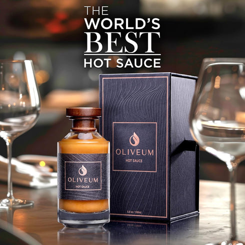 Oliveum Hot Sauce - Gourmet Medium Spice Organic Habanero Peppers. Unique Spicy Salsa Flavor For BBQ, Mexican, Asian