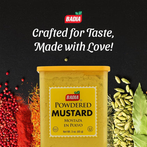 3 oz Badia Powdered Mustard, Tangy Ground Mustard for Dressings, Sauces & Homemade Spice Blends