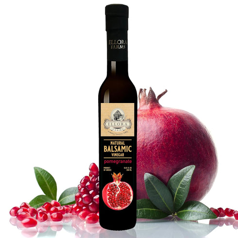 Pack Pack 2 Ellora Farms, Combo Fresh Pomegranate and Date Syrup Infused Thick Aged Balsamic Vinegar, All-Natural, No