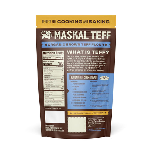14 (6 pack) Maskal Teff Organic Brown Teff Flour, Ounce