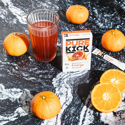3 6 Packets 18 0.63 Pure Kick Energy Drink Mix Blood Orange - Boxes with Each - Total Servings - Ounce