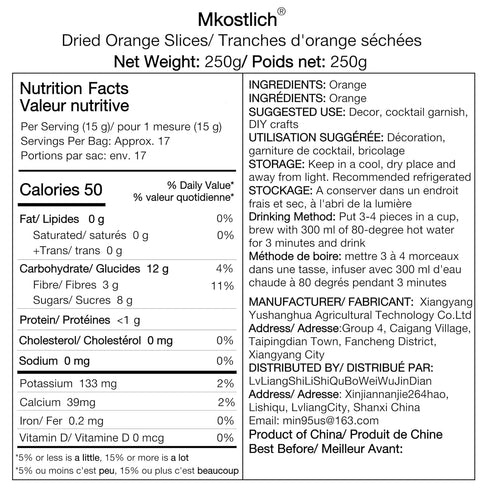 17.63oz/500g Mkostlich Dried Orange Slices Bulk, Dehydrated Orange Slice, Natural Dried Citrus Slices