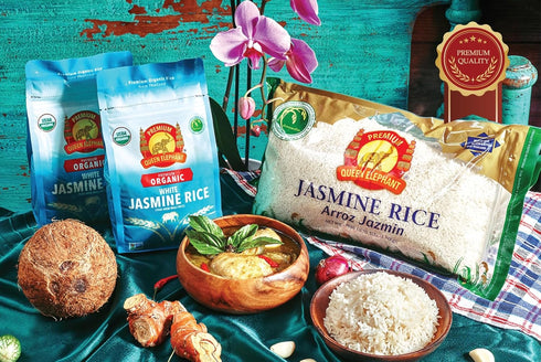 2lbs Queen Elephant Premium Organic White Jasmine Rice Bag | Product of Thailand | USDA Certified Organic, Non-GMO
