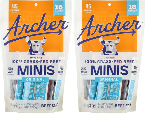 Country Archer, Jerky Sticks Mini Beef Original 16 Count, 8 Ounce (Pack