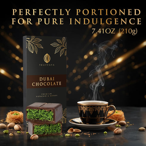 Truffaya 7.41 oz Pack Dubai Chocolate Bar Pistachio Kataifi - Premium Kunafa Style Milk Chocolates with Pistachio
