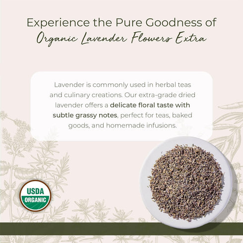 1 lb Starwest Botanicals Dried Lavender Flowers Extra Organic - Edible Loose Lavender Buds for Tea, Drinks, Baking