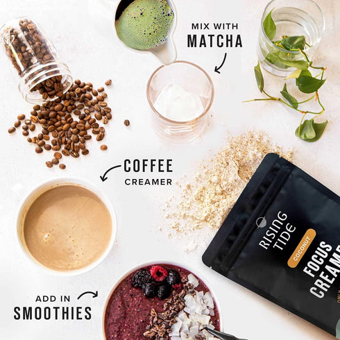 Rising Tide Organic Mushroom Superfood Creamer - Coconut Milk Powder with Lions Mane, Plant Based, 38 Servings