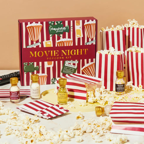 Set, 10 5 Thoughtfully Gourmet, Movie Night Popcorn Includes Yellow and Mixed Popcorn Kernels, Paper Bags, Seasonings