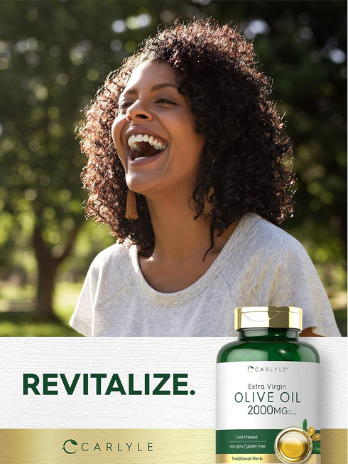 2000mg 120 Carlyle Olive Oil Extra Virgin | Softgel Capsules | Cold Pressed | Non-GMO & Gluten Free Herbal Supplement