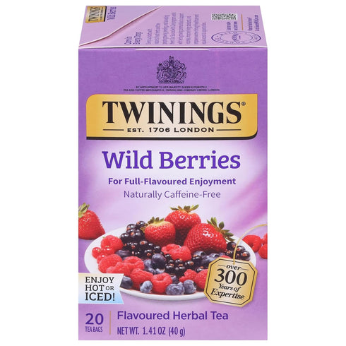 Twinings Wild Berries Herbal Tea, 20 Count Individually Wrapped Bags, Naturally Caffeine-Free