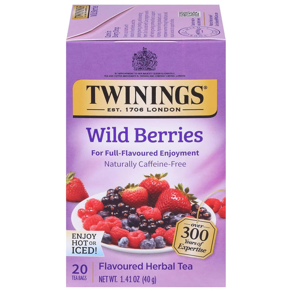 Twinings Wild Berries Herbal Tea, 20 Count Individually Wrapped Bags, Naturally Caffeine-Free