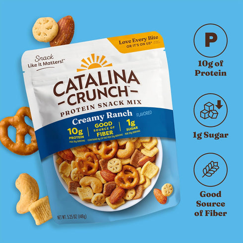 10g 1g 5.25 (Pack 3) Packaging Catalina Crunch Protein Snack Mix | Protein, Sugar per Serving | Good Source of Fiber