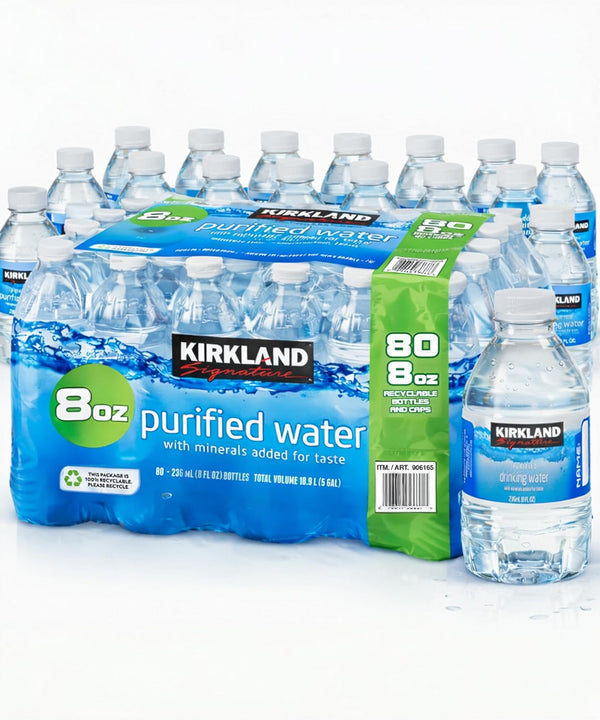 KEV&COOPER Purified Drinking Water, 80 Pack 8 fl oz Mini Water Bottles Enhanced