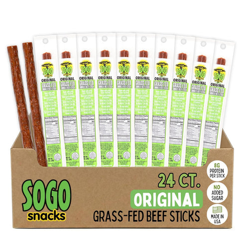 Original, Sogo Snacks, No Sugar, 100% Grass-fed & Grass-finished, Non-GMO Beef Sticks.