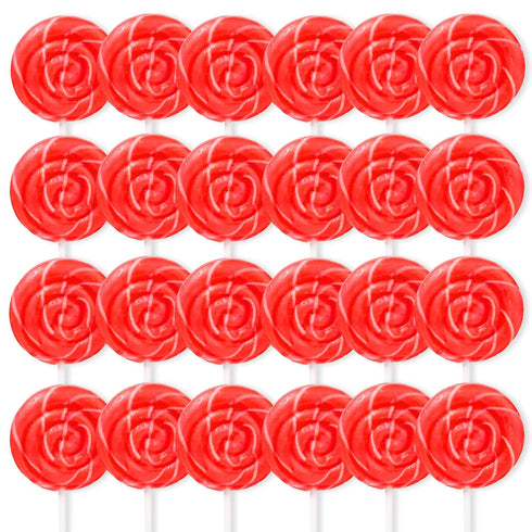 Red Swirl Lollipops, 24 Count Classic Hard Candy Suckers, Individually Wrapped Sweet