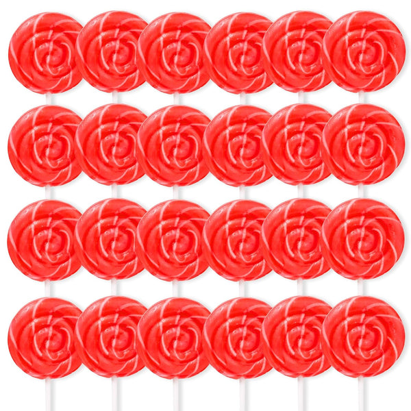Red Swirl Lollipops, 24 Count Classic Hard Candy Suckers, Individually Wrapped Sweet