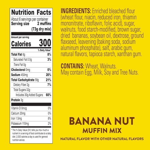 15.4 oz (Pack 12) Krusteaz Banana Nut Muffin Mix, Made With Real Bananas and Walnuts, Box