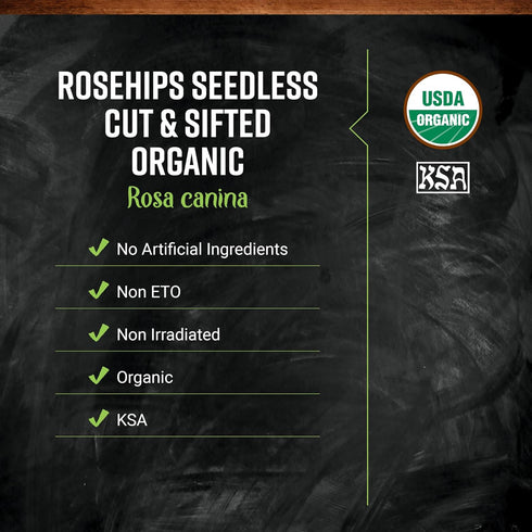 100% 16 (Pack 1) Frontier Co-op Organic Seedless Rosehips, Cut and Sifted - Natural Dried Rose Hips for Rosehip Tea