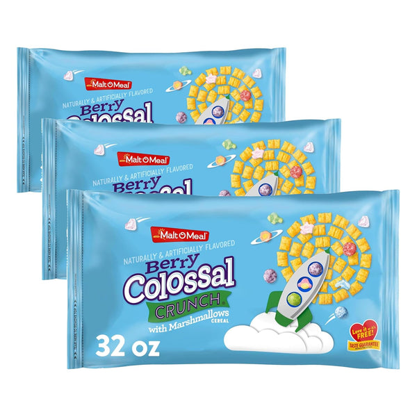 Malt-O-Meal Berry Colossal Crunch with Marshmallows Breakfast Cereal, Crunchy Corn and Oat