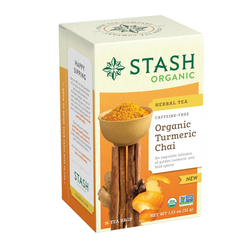 Stash Tea Organic Turmeric Chai, Caffeine-Free, Non-GMO Project Verified, Serve Hot or