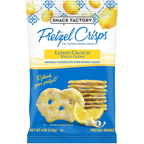 Snack Factory Lemon Flavored Crunch White Creme Pretzels, 4 Oz Bag