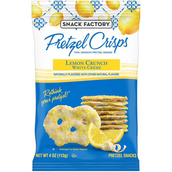 Snack Factory Lemon Flavored Crunch White Creme Pretzels, 4 Oz Bag