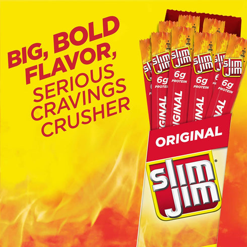 6g 0.97 oz. (24 Count) Slim Jim Giant Smoked Meat Sticks, Original Flavor, Protein Per Stick