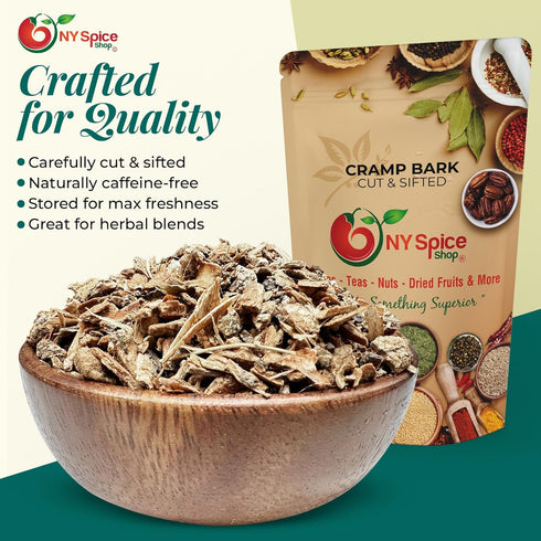 2 NY Spice Shop Cramp Bark Cut & Sifted - Pound Viburnum Opulus - Herbal Cramp Bark Ingredient for Herbal Tea