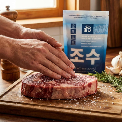 8 oz JOSU Korean Sea Salt Crystals | Coarse Salt, Mineral-Rich & Unrefined Sea Salt, Natural Sun-Dried | Pure