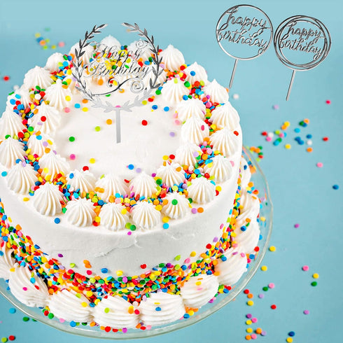 12 Pieces Acrylic Happy Birthday Cake Topper - Glitter Birthday Cupcake Topper Pick Decorations for Birthday Party Cake