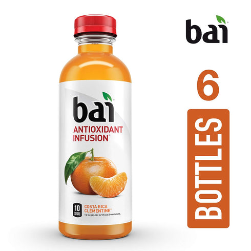 18 Oz (pack 6) Bai Flavored Water, Costa Rica Clementine, Antioxidant Infused Drinks, Fl
