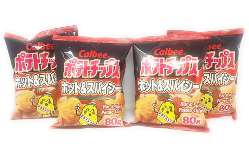 Calbee Potato Chips 4 Packs (Hot & Spicy)