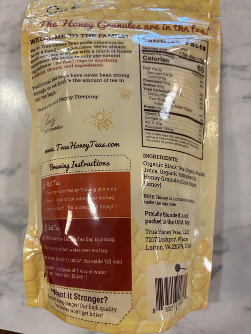 12 Peach Black Tea by True Honey Teas - bags
