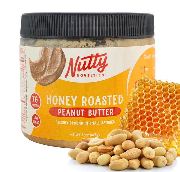 Nutty Novelties Honey Roasted Peanut Butter - High Protein, Low Sugar Healthy