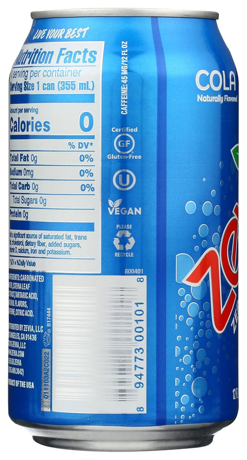 4x6/12 OZ) Zevia Natural Cola Diet Soda (