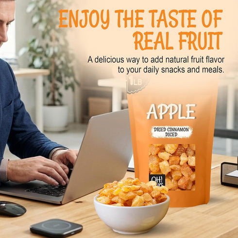1 LB Packed Oh! Nuts Dried Cinnamon Apple - - Sweetened Dried Fruit Diced - Dehydrated Fruit Bites - in New York
