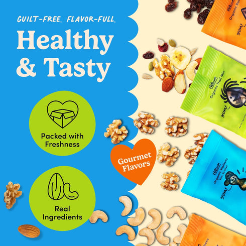Nuts.com Organic Dried Fruit and Nuts Variety Box Gourmet Assortment for Festive Gifts Includes Organic Cashews