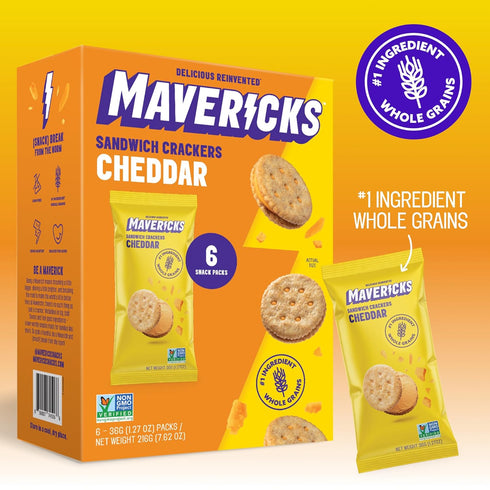 6 Count, 1.27 OZ Mavericks Cheddar Sandwich Cracker