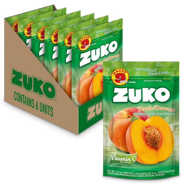 Zuko Peach Instant Powder Drink Family Pack, 14.1 oz, Pack of 6
