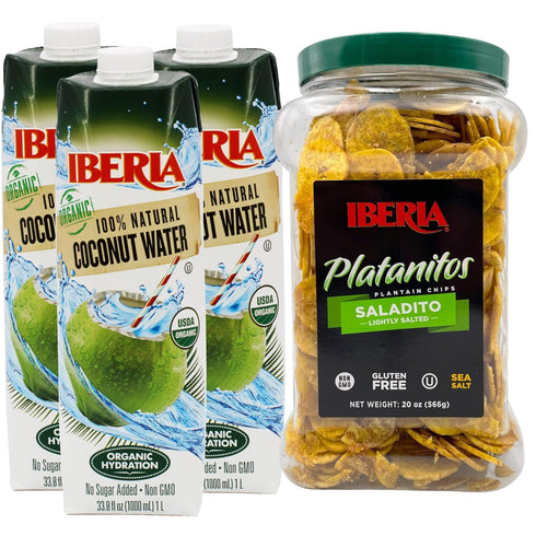Iberia Organic Coconut Water, 1 Liter (Pack of 3) and Iberia Lightly